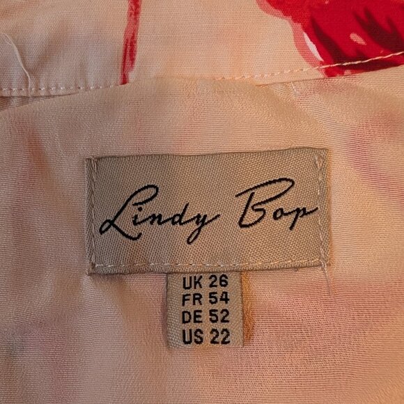 Lindy Bop Flamingo Print Midi Dress - Pink and Cream - Picture 10 of 13